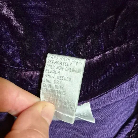 Soft Surroundings Purple Velour Button Up Shirt 2XL Relaxed Fit Minimalist Goth - Picture 8 of 8